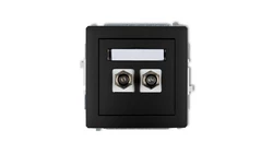 DECO Gniazdo antenowe podwójnego typu F (SAT) pozłacany czarny mat 12DGF-2.1