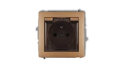 DECO Gniazdo bryzgoszczelne z/u (klapka dymna) złoty metalik 8DGPB-1zdp