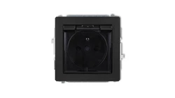 DECO Gniazdo bryzgoszczelne z/u (klapka dymna) czarny mat 12DGPB-1zdp
