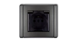 FLEXI Gniazdo bryzgoszczelne z/u (klapka dymna) grafitowy 11FGPB-1zdp
