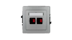 DECO Gniazdo głośnikowe podwójne srebrny metalik 7DGG-2