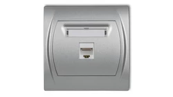 LOGO Gniazdo komputerowe pojedyncze 1xRJ45, kat. 5e, 8-stykowy srebrny metalik 7LGK-1