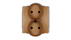 DECO Gniazdo podwójne b/u złoty metalik 8DGPR-2p