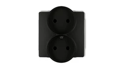 DECO Gniazdo podwójne b/u czarny mat 12DGPR-2p
