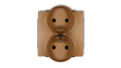 DECO Gniazdo podwójne z/u złoty metalik 8DGPR-2zp