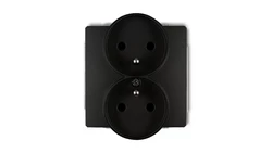 DECO Gniazdo podwójne z/u czarny mat 12DGPR-2zp