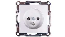 Merten System M Gniazdo pojedyncze z/u 16A IP20 z przesłonami aluminium MTN2600-0460