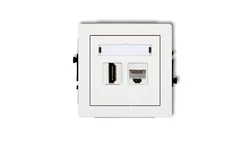 DECO Gniazdo pojedyncze HDMI + Gniazdo komputerowe pojedyncze 1xRJ45, kat. 5e, 8-stykowy biały DGHK