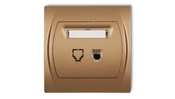 LOGO Gniazdo telefoniczne pojedyncze 1xRJ11, 4-stykowy złoty metalik 8LGT-1