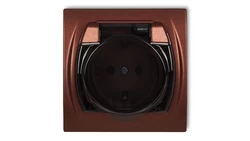 LOGO Gniazdo bryzgoszczelne z/u SCHUKO (klapka dymna) brązowy metalik 9LGPB-1sdp