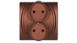 LOGO Gniazdo podwójne 2x(2P) brĄzowy metalik 9LGPR-2