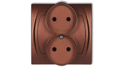 LOGO Gniazdo podwójne 2x(2P) z przesłonami brĄzowy metalik 9LGPR-2p