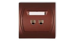 LOGO Gniazdo telefoniczne podwójne 2xRJ11, 4-stykowy brĄzowy metalik 9LGT-2