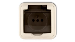 LIZA Gniazdo bryzgoszczelne z/u (klapka dymna) beżowy 1GPH-1zd