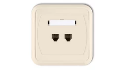 LIZA Gniazdo telefoniczne podwójne 2xRJ11, 4-stykowe beżowy 1GLT-2