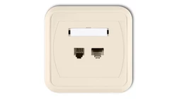LIZA Gniazdo telefoniczne pojedyncze 1xRJ11, 4-stykowe + gniazdo komputerowe pojedyncze 1xRJ45, kat. 5e, 8-stykowe beżowy 1GLTK