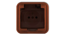 LIZA Gniazdo bryzgoszczelne z/u (klapka dymna) brązowy 4GPH-1zd