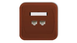 LIZA Gniazdo komputerowe podwójne 2xRJ45, kat. 6, 8-stykowe brązowy 4GLK-4