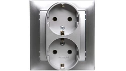 IMPRESJA Gniazdo podwójne z/u Schuko srebrne GP-2YS/18