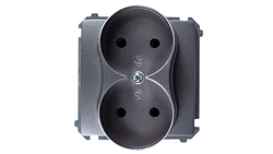 Simon Basic Gniazdo podwójne b/u 16A IP20 stal inox BMG2M.01/21
