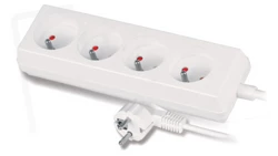 Przedłużacz 4-gniazda z/u 10A 5m /OMY 3x1/ biały PS-470
