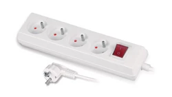 Przedłużacz z wyłącznikiem 4-gniazda z/u 10A 1,5m /OMY 3x1/ biały PS-470WS