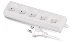 Przedłużacz 5-gniazd b/u 10A 3m /OMY 2x1/ biały PS-560