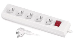 Przedłużacz z wyłącznikiem 5-gniazd z/u 10A 1,5m /OMY 3x1/ biały PS-570WS