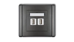 FLEXI Gniazdo podwójne 2xUSB-AA 3.0 grafitowy 11FGUSB-6