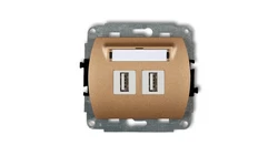 TREND Gniazdo podwójne 2xUSB-AA 3.0 złoty metalik 8GUSB-6