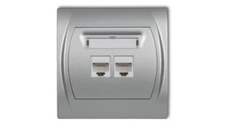 LOGO Gniazdo komputerowe podwójne 1xRJ45, kat. 5e, 8-stykowy srebrny metalik 7LGK-2