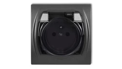 LOGO Gniazdo bryzgoszczelne z/u (klapka dymna) grafitowy 11LGPB-1zdp