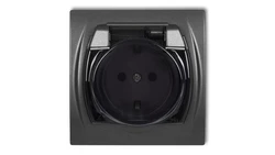 LOGO Gniazdo bryzgoszczelne z/u SCHUKO (klapka dymna) grafitowy 11LGPB-1sdp