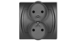 LOGO Gniazdo podwójne do ramki z/u (przesłony torów prądowych) grafitowy 11LGPR-2zp