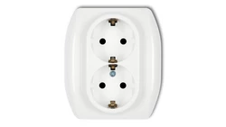 TREND Gniazdo podwójne b/u okleina: srebrny lux GP-2Sp