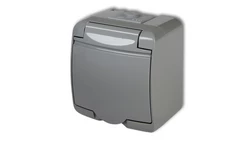 JUNIOR Gniazdo pojedyncze z/u SCHUKO (klapka popielata) popielaty 10GHE-1sp