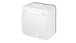 JUNIOR Gniazdo pojedyncze z/u SCHUKO (klapka biała) biały GHE-1sp