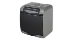 JUNIOR Gniazdo pojedyncze z/u (klapka grafitowa) popielaty / grafitowy 30GHE-1p