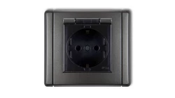 FLEXI Gniazdo bryzgoszczelne z/u SCHUKO (klapka dymna) grafitowy 11FGPB-1sdp