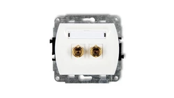 TREND Gniazdo głośnikowe pojedyncze (typu banan - czerwony i czarny, pozłacany, 4 mm2, skręcany) biały GG-4