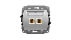 TREND Gniazdo głośnikowe pojedyncze (typu banan - czerwony i czarny, pozłacany, 4 mm2, skręcany) srebrny metalik 7GG-4