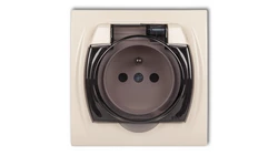 LOGO Gniazdo bryzgoszczelne z/u (klapka dymna) beżowy 1LGPB-1zdp