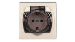 LOGO Gniazdo bryzgoszczelne z/u SCHUKO (klapka dymna) beżowy 1LGPB-1sdp