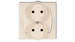 LOGO Gniazdo podwójne 2x(2P) z przesłonami beżowy 1LGPR-2p