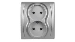 LOGO Gniazdo podwójne b/u srebrny metalik 7LGP-2