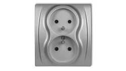 LOGO Gniazdo podwójne z/u srebrny metalik 7LGP-2zp