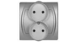 LOGO Gniazdo podwójne 2x(2P) srebrny metalik 7LGPR-2