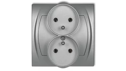 LOGO Gniazdo podwójne z/u srebrny metalik 7LGPR-2z