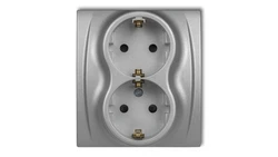 LOGO Gniazdo podwójne z/u SCHUKO srebrny metalik 7LGP-2sp