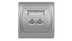 LOGO Gniazdo antenowe podwójne typu F (SAT) srebrny metalik 7LGF-2